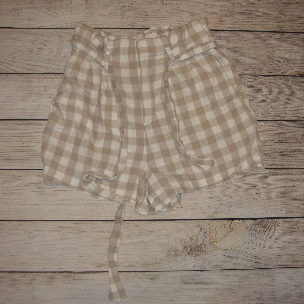 A New Day Linen Blend Checked Paperbag Shorts S